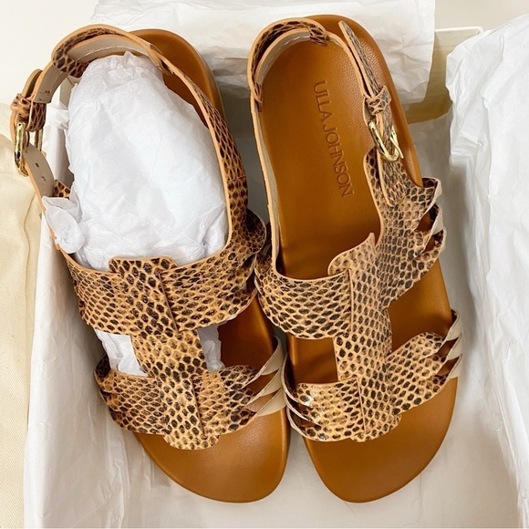 Ulla Johnson Alma Twisted Snakeskin Sandals in Dune - Picture 2 of 8